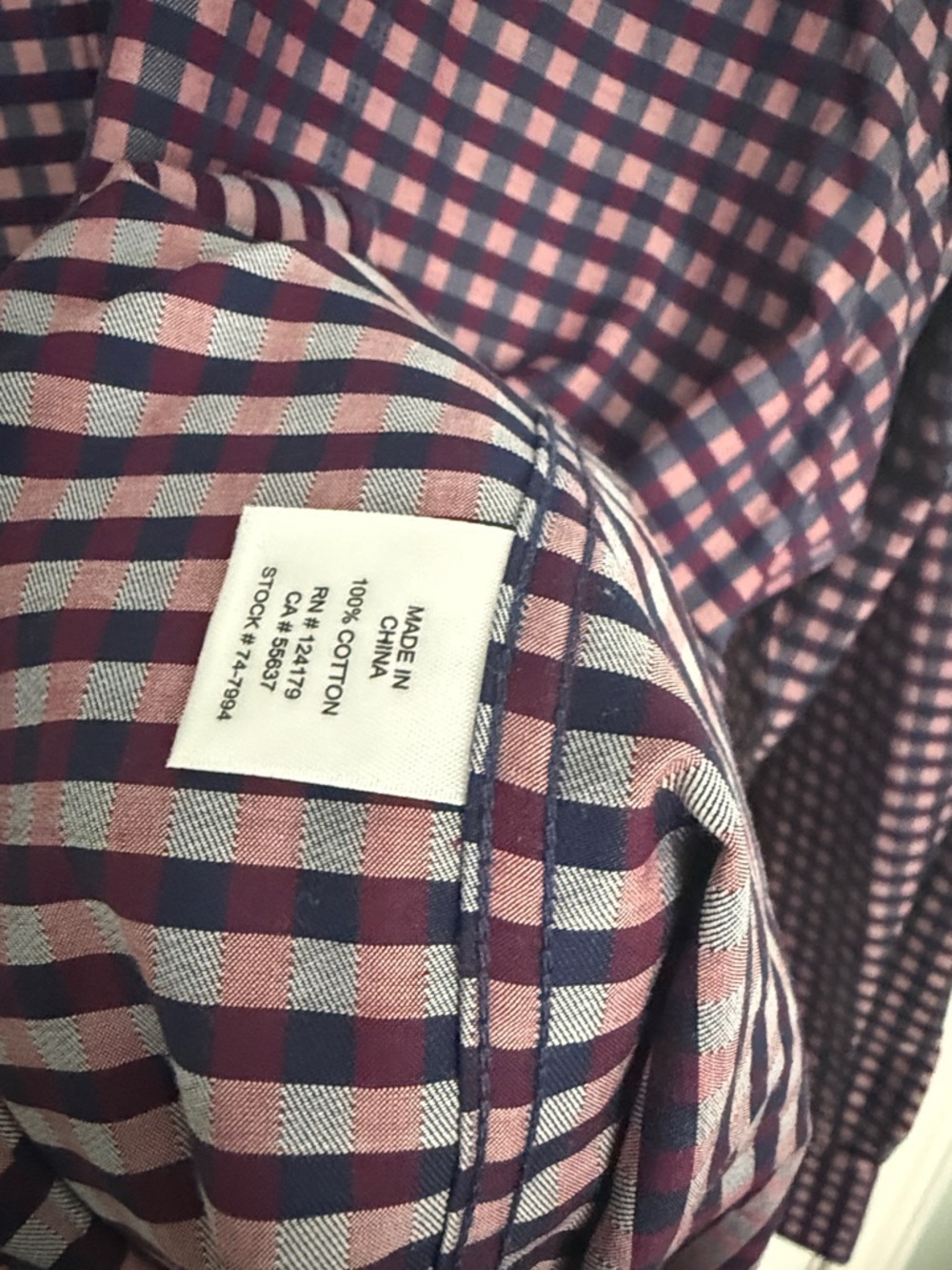 Johnston & Murphy Purple and Pink Gingham Button-Down Shirt - Picture 4 of 6